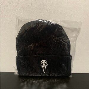 Black Beanie with Embroidered Design